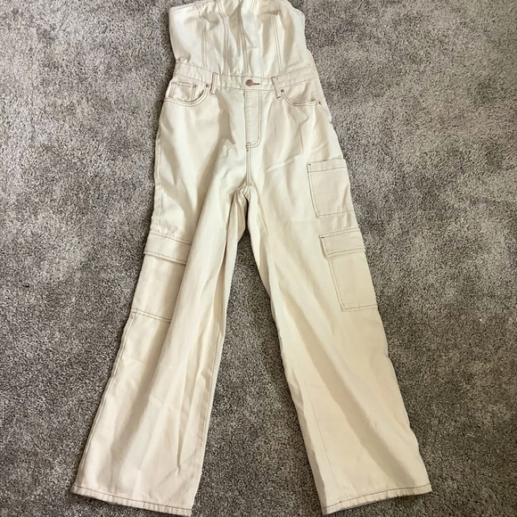 wild fable Pants - Wild Fable Cream Utility Strapless Jumpsuit